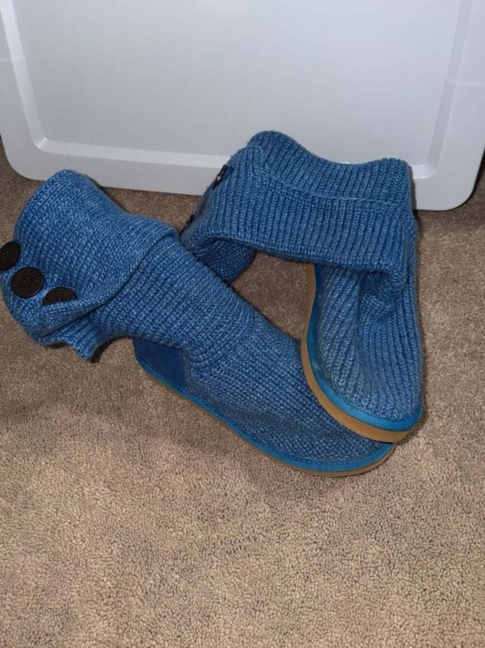 UGG Classic Cardy Blue Knit 3-Button Tall Boots